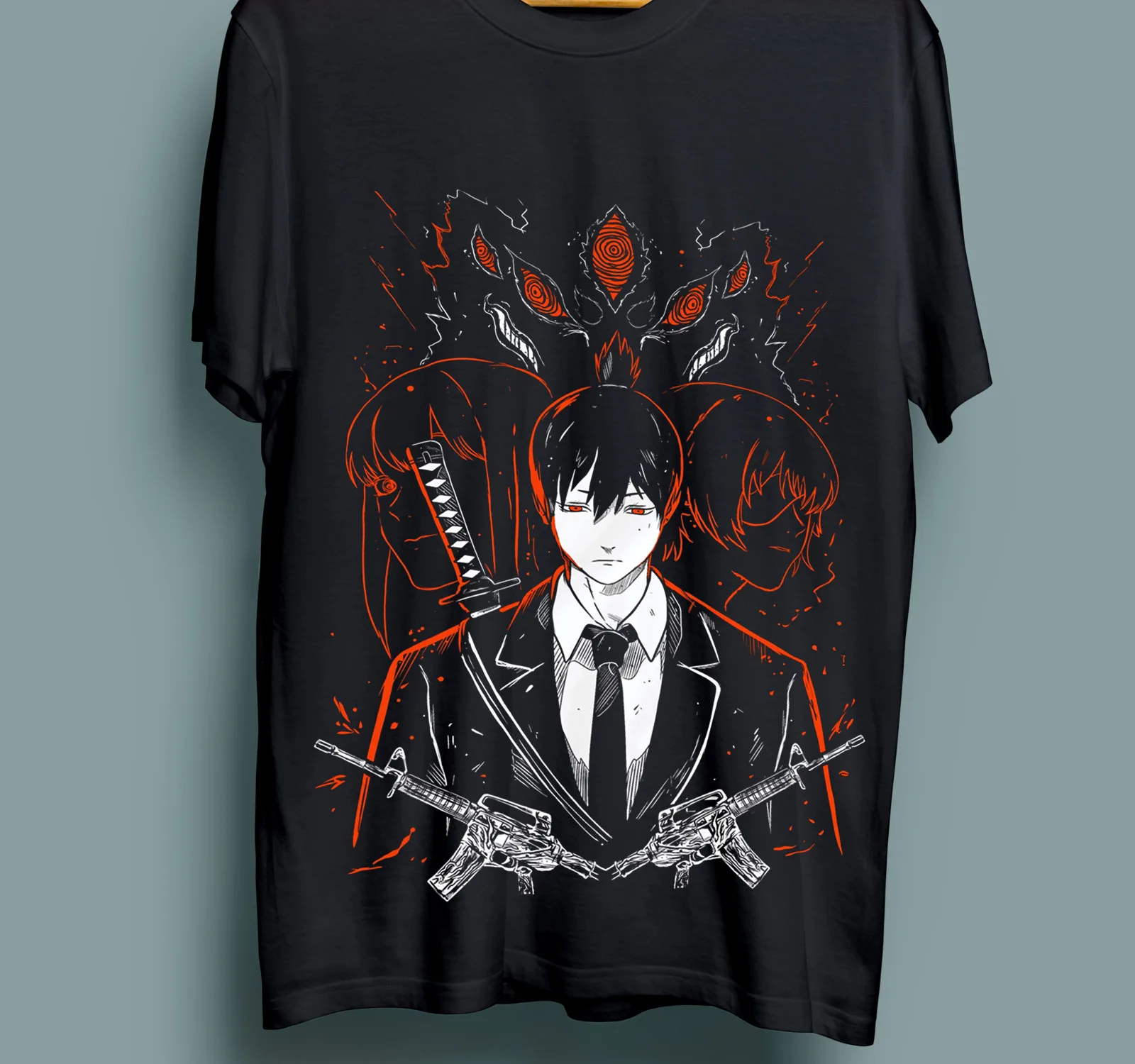 Chainsaw Man T-Shirt,Anime Manga Denji T-Shirt, Aki Power T-Shirt,Black T-shirt