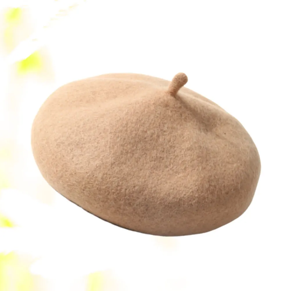 Children Warm Beret Hat For Girls Winter Autumn Spring Lightweight Washable French Style Camel
