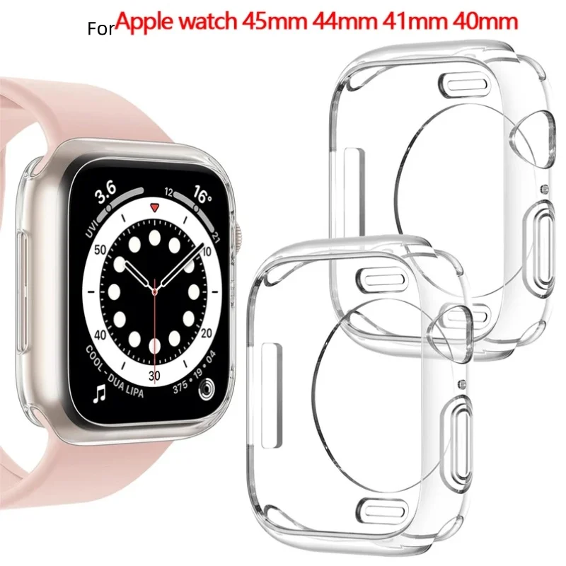 

All-around TPU Clear Protector Bumper For Apple watch Series 7/8 45mm 41mm 44mm 40mm 42mm 38mm Series 6 5 4 3 2 1 SE Cover