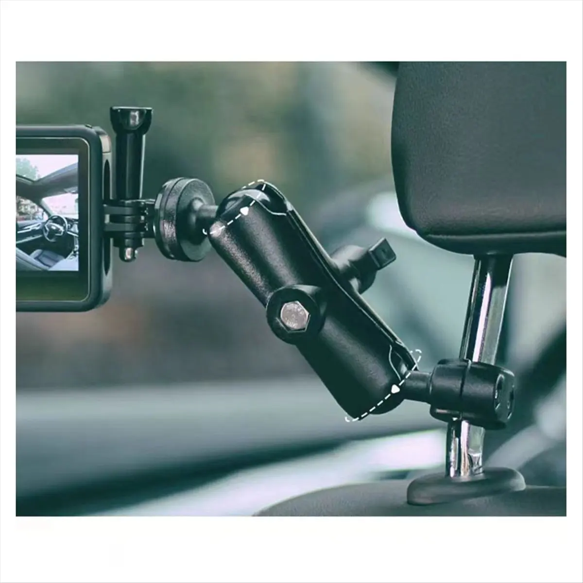 Support de fixation articulé pour caméra de voiture, support de caméra d'action pour appuie-tête de véhicule, support de moto pour Go Pro Insta360