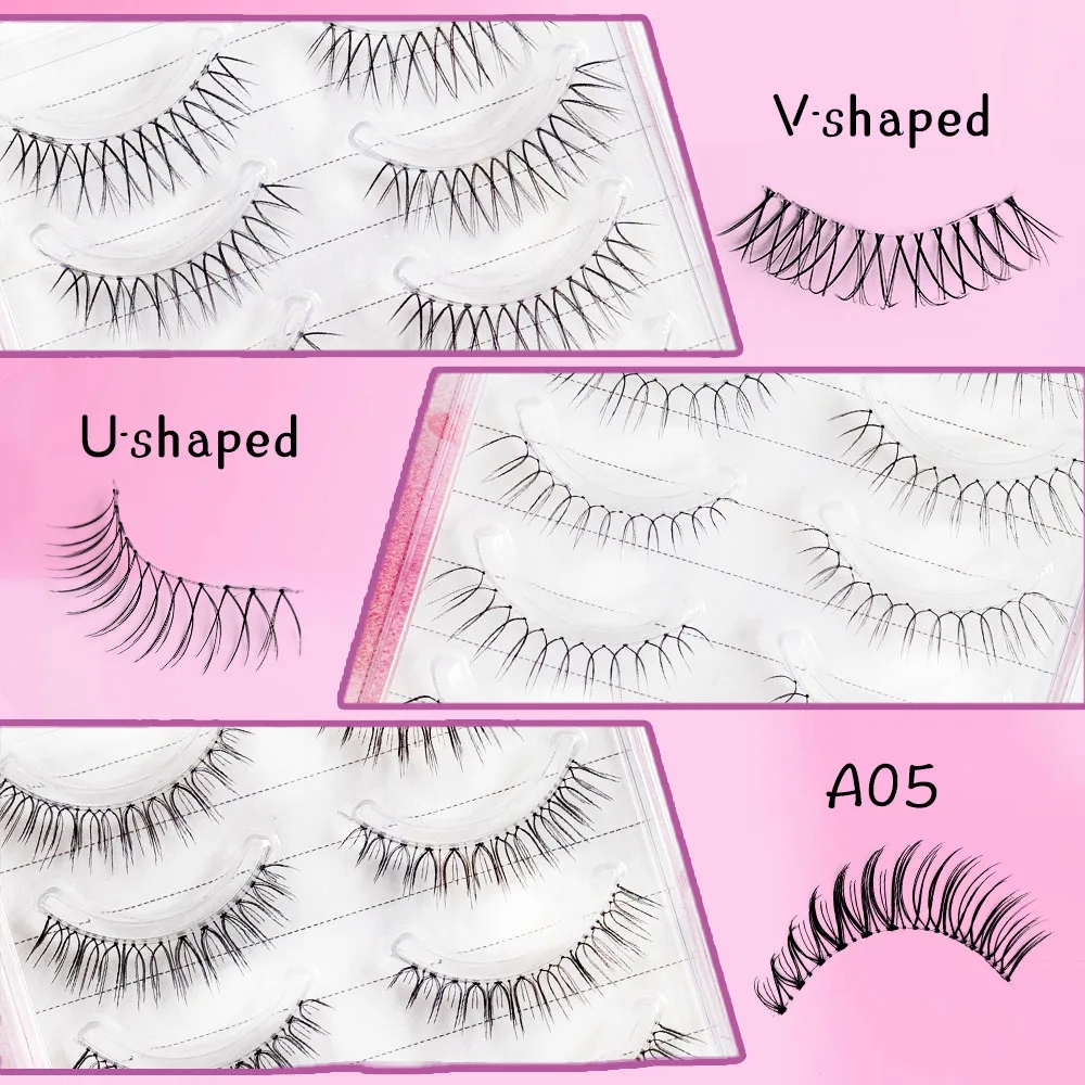 Extensões de cílios longos naturais, 5 pares, cílios cosplay de fadas, adequados para maquiagem diária e namoro, reutilizáveis.