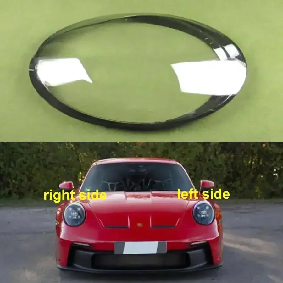 

For Porsche 992 2018-2022 Transparent Headlight Shade Cover Lampshade Case Headlamp Shell Lens Plexiglass Black Edge