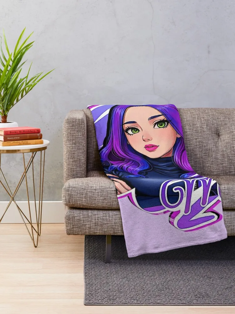 Mal Purple Queen Star - Descendants 3 Manga Anime Cartoon Comics Style Throw Blanket Shaggy Decorative Sofa Loose Blankets