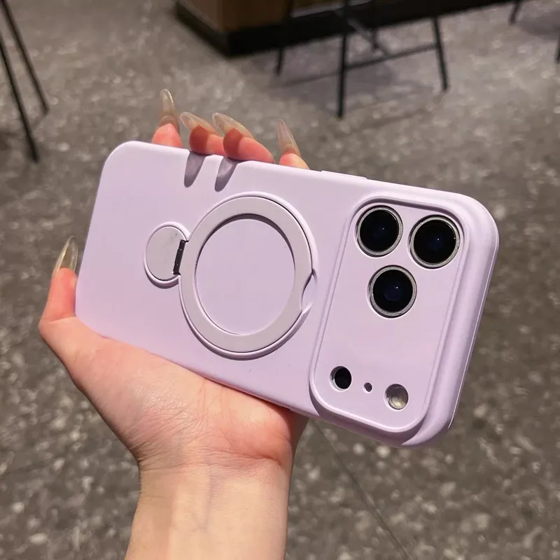360 °   Drehbarer Ringständer Magnetische Hülle für Magsafe iPhone Air 17 16 15 14 13 12 Pro Max i17 Mag Safe Flüssigsilikon Handyhülle