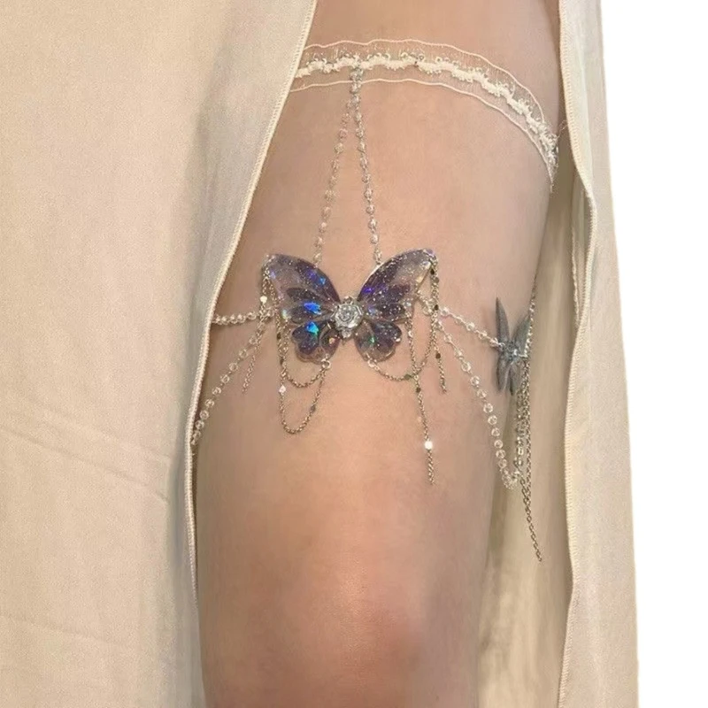 Butterfly Tassels Thigh Chain Elegant Lace Strap Leg Chain Sexy Body Jewelry Drop Shipping