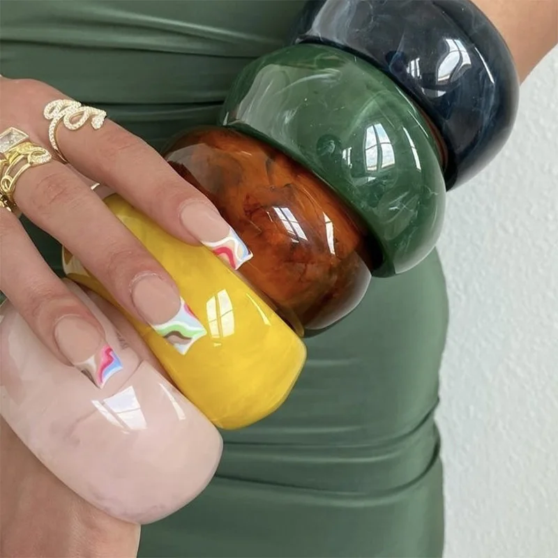 Vintage żywica mankiet Charms bransoletka bransoletki dla kobiet moda biżuteria akrylowa szeroka nieregularna geometryczna bransoletka na imprezę dla dziewczynek