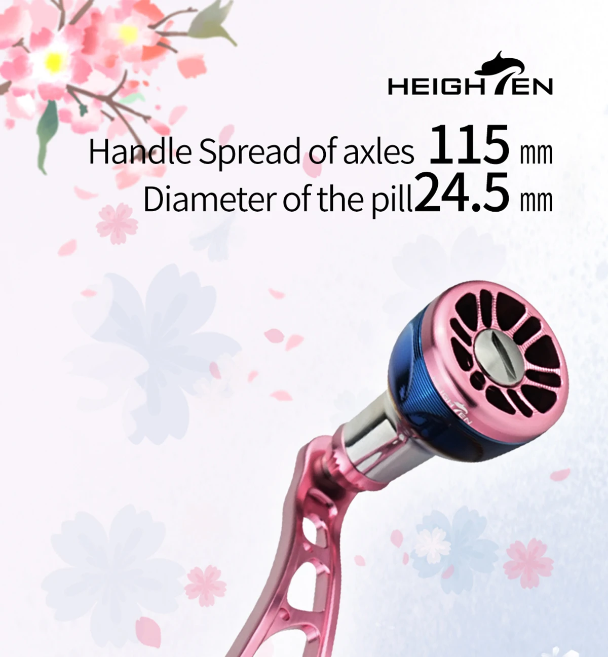 HEIGHTEN Baitcaster Dual Handle 115 mm Achsabstand mit 24,5 mm Farbverlaufsknopf Köderangeln Modifikationszubehör – Detail 1