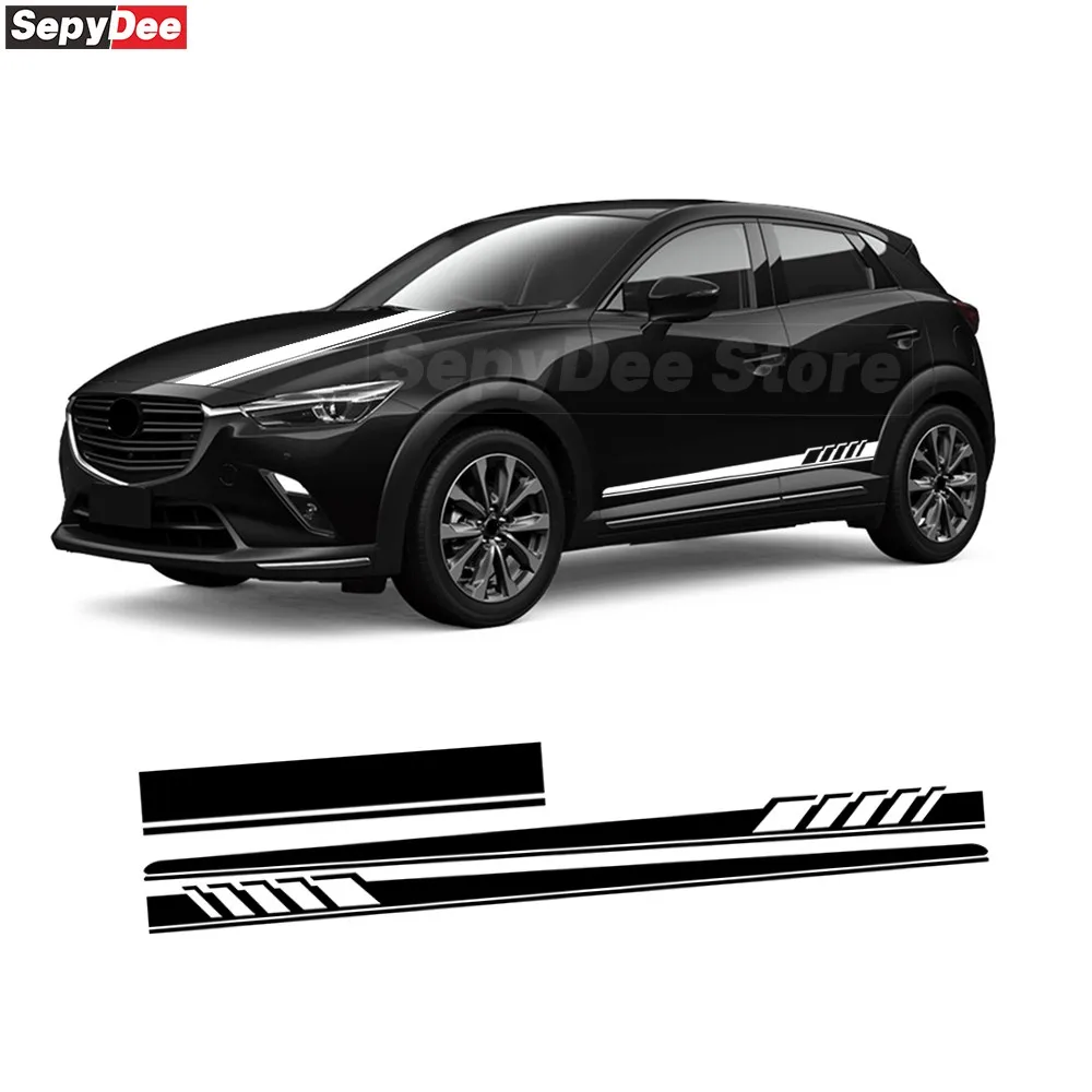 

3Pcs Racing Stripe Car Hood Bonnet Door Side Stickers Vinyl Decal for Mazda CX-3 Car Accessories