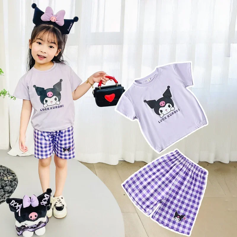 Sanrio Summer Kids set Hello Kitty cute cartoon fashion Western trend two-piece set