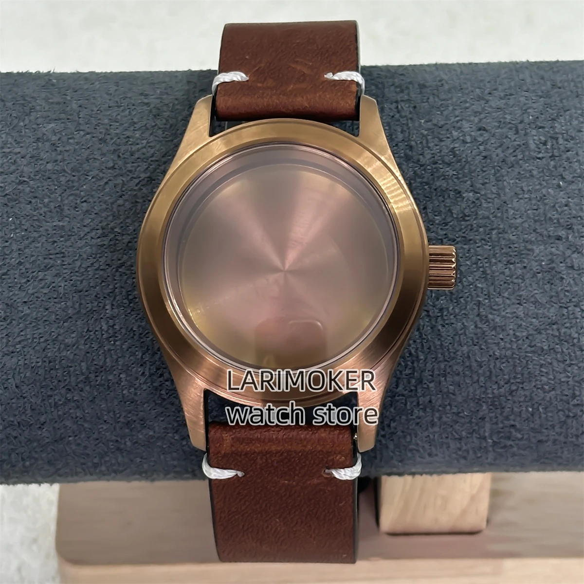 BLIGER 39mm nuevo Esfera marrón con correa de goma retro 100m caja de acero inoxidable resistente al agua accesorios de modificación de reloj