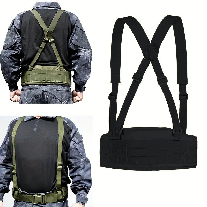 Tactical Vest Molle Belt Convenient Girdle X-shaped Suspenders Adjustable Soft Padded Battle Belt