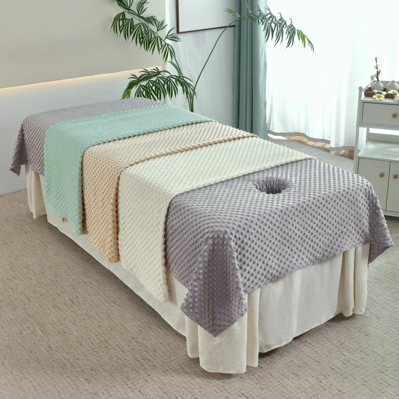 Soft Velvet Bean Bed Sheet for Beauty Salon Luxury Bed Covers for Massage Spa Use Skin-friendly 120x230cm