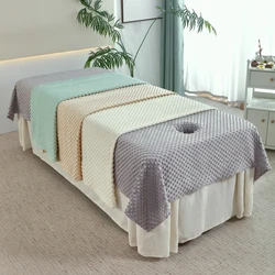 Soft Velvet Bean Bed Sheet for Beauty Salon Luxury Bed Covers for Massage Spa Use Skin-friendly 120x230cm