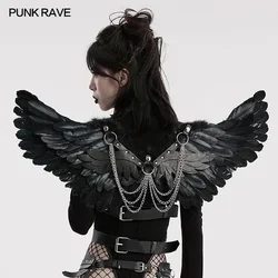 PUNK RAVE Women's Punk Feather Wing Harness Detachable Leather Wings&Chains Club Halloween Accessories 3 Colors Available