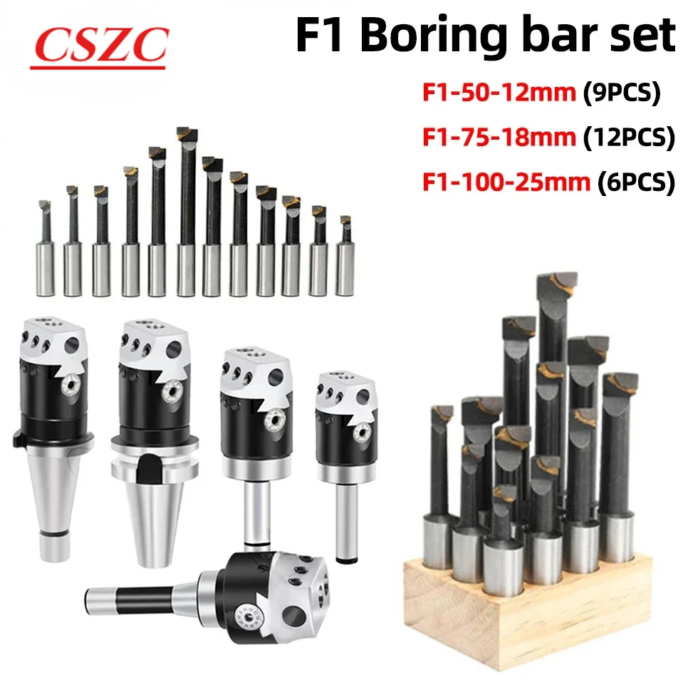 F1 boring cutter 50mm 75mm 100mm 6pcs 9pcs 12pcs/set Welding boring tool bar boring machine MT 2inch 3inch 4inch