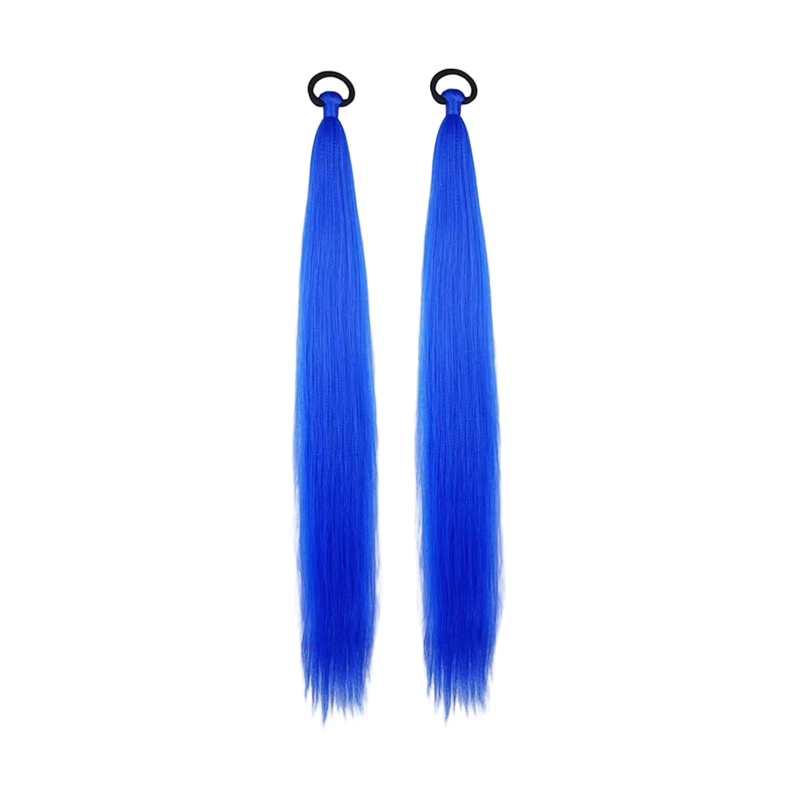 2 uds cola de caballo recta sintética con lazo elástico para el cabello trenzado colorido accesorios de Cosplay extensiones de cola de caballo cabello para niñas
