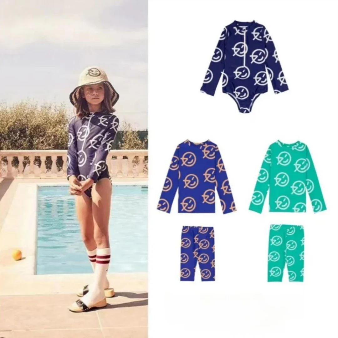 Korean Kids Clothes Swimsuit For 2024 New Spring Summer Child Girls Boys Swiming Tops Pants Children's Beachwear Clothings