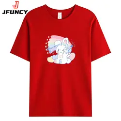 JFUNCY T-shirt donna manica corta Tees Fashion Heart Graphic T-shirt donna Top estate abbigliamento femminile Tshirt in cotone