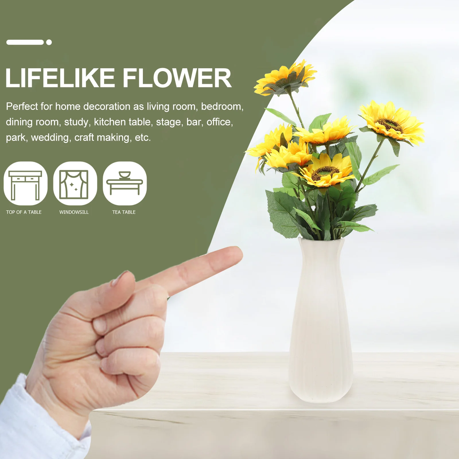 

6Pcs Delicate Fake Sunflower Ornaments for Home Office Party Decor Simulation Sunflower Bouquet Decors Simulation Flower