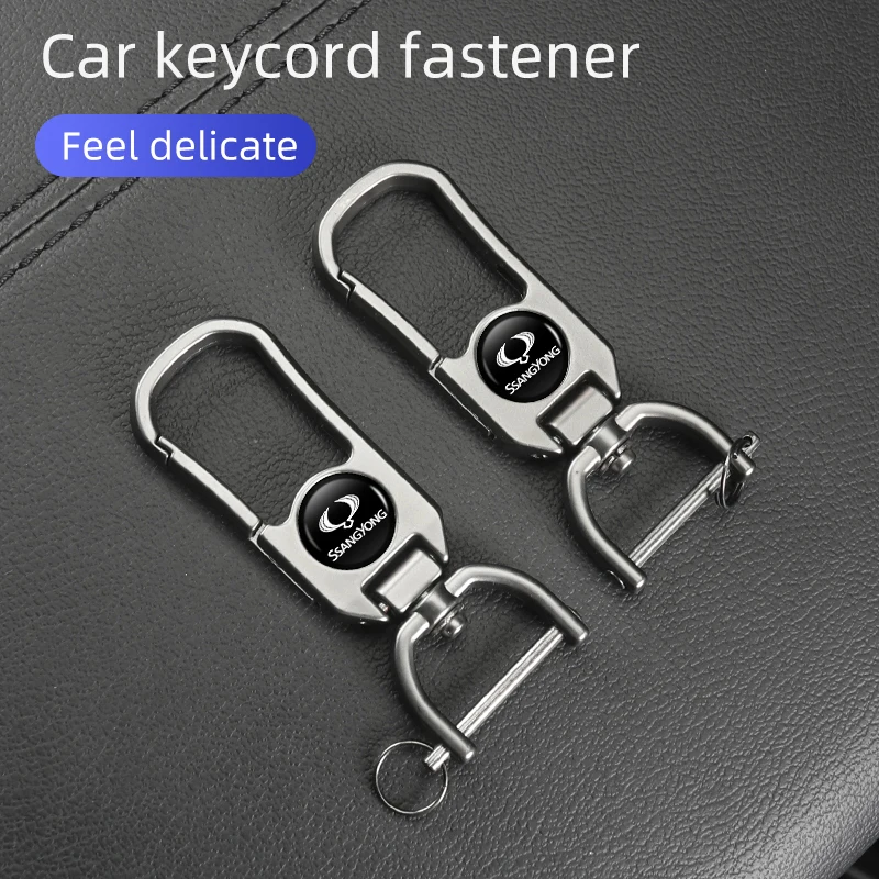 Car Logo Keychain Waist Hanging Key Chain Ring Accessories For SsangYong Actyon Korando Rexton Kyron Rodius Tivoli Musso Turismo