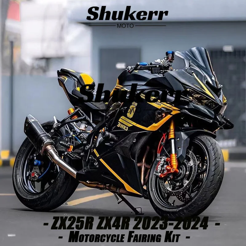 

Shukerr Moto Abs Plastics Motorcycle Fairing Kit Fit for Kawasaki Ninja Zx25R Zx4R Zx4Rr 2021-2024 Black Gold Injection Mold