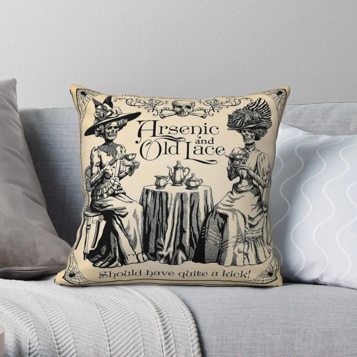 Arsenic And Old Lace Square Pillowcase Polyester Linen Velvet Pattern Zip Decor Home Cushion Case Wholesale