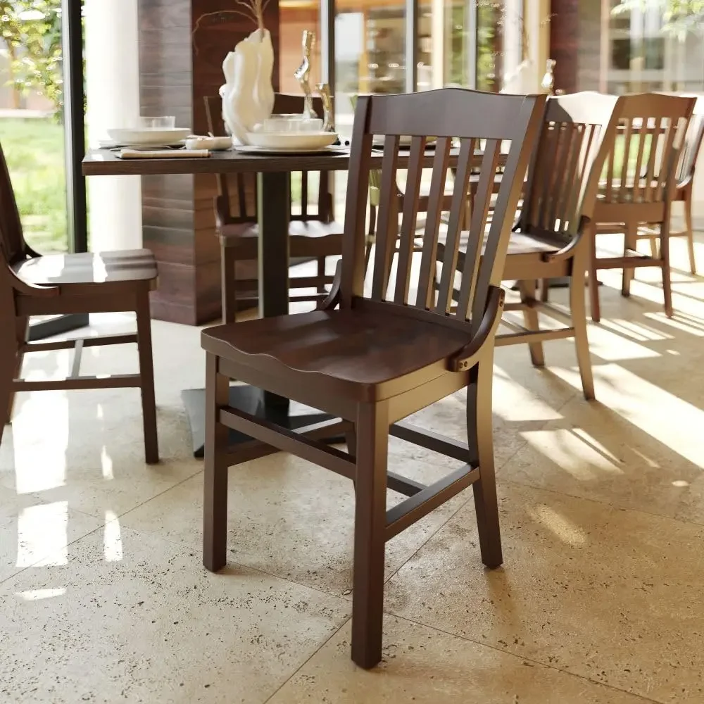 School House Back Mahogany Wood Dining Chair, Traditional Elegant Wood Restaurant Chair with 800