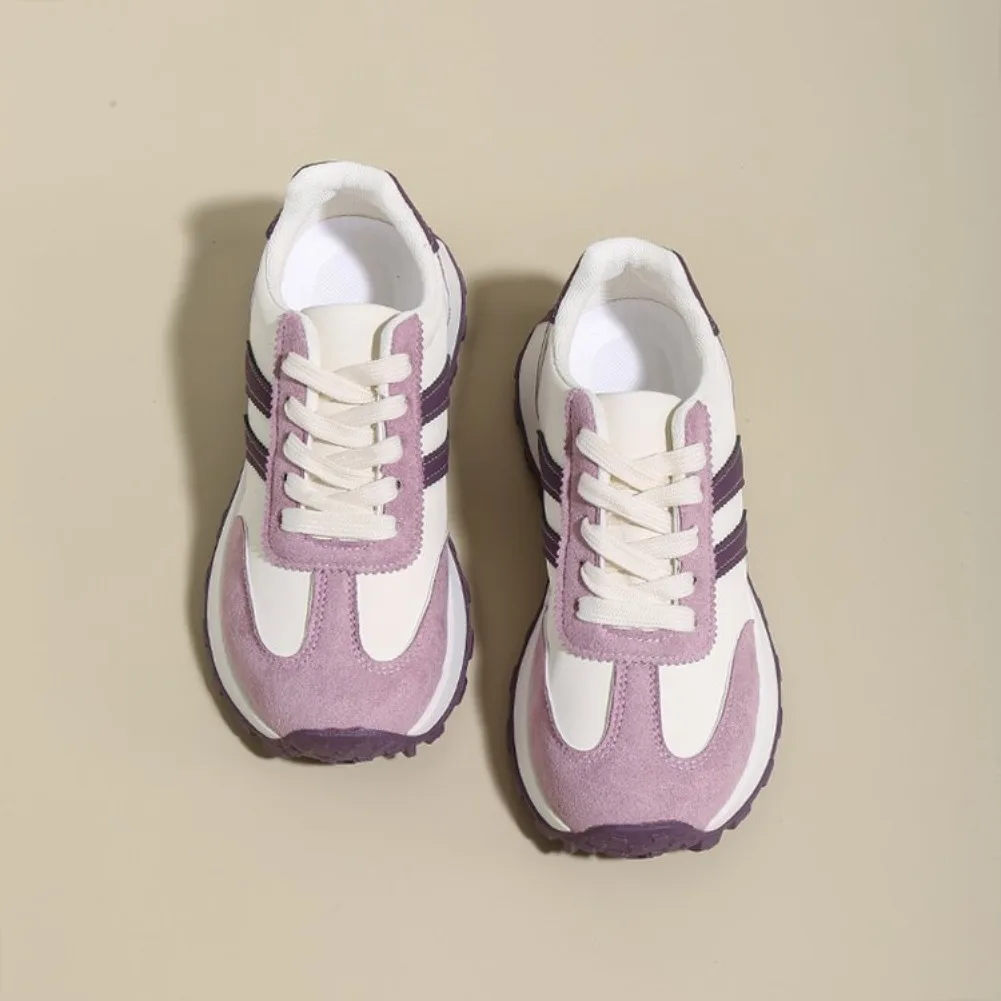 Mehrfarbige Damen Retro Wildleder Schnür-Sneaker, Leichte Atmungsaktive Low-Top Laufschuhe, Rutschfeste Komfort-Freizeitschuhe – Detail 19