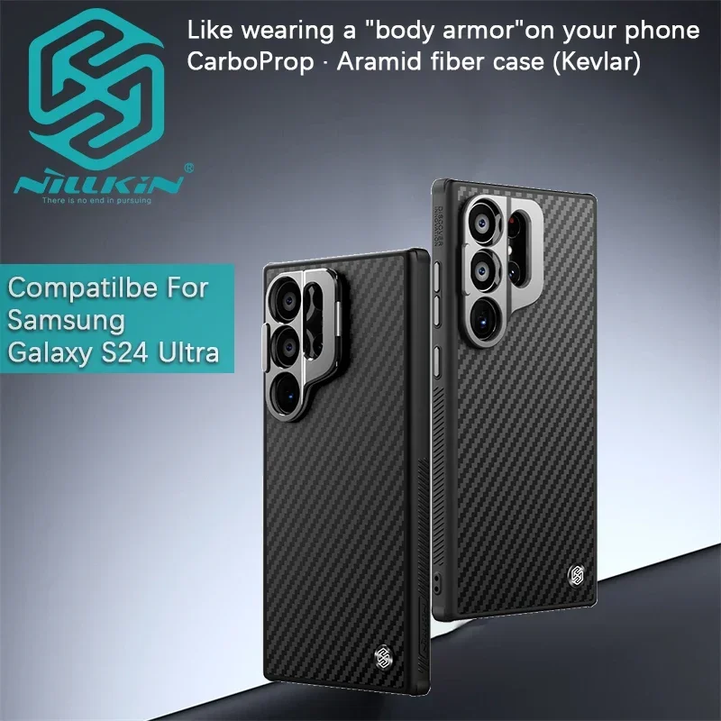 Nillkin For Samsung Galaxy S24 Ultra CarboProp Magnetic Lens kevlar bracket sleeve with anti slip protective shell