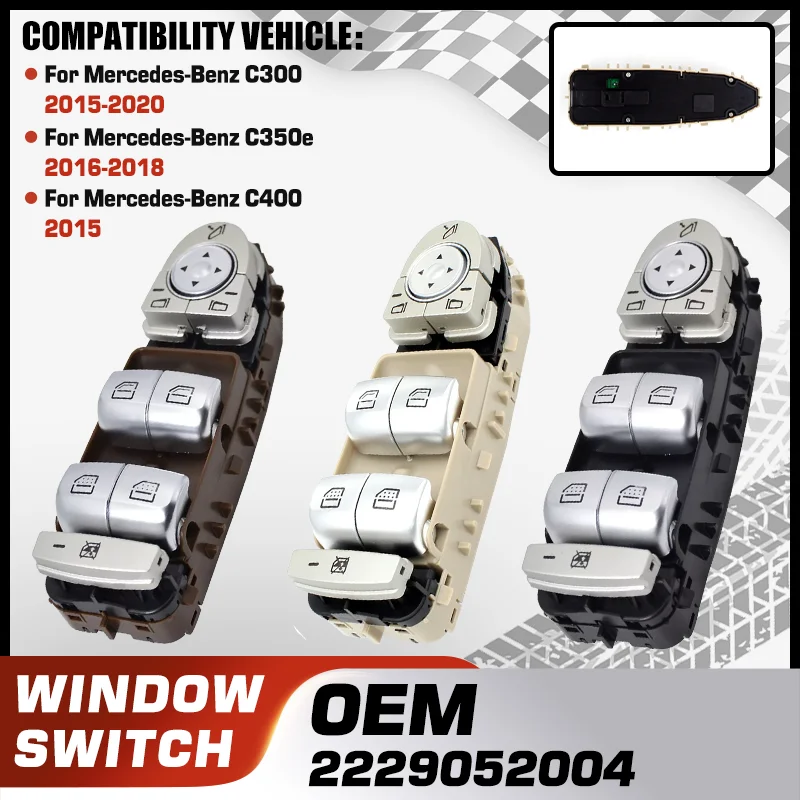 

Car Window Lifter Control Switch For Mercedes-Benz C300 2015-2020 Mercedes-Benz C350e 2016-2018 Mercedes-Benz C400 2015 3 Pins
