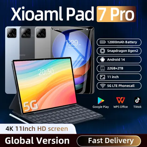 2025 신형 오리지널 패드 7 프로 태블릿 HD 4K 안드로이드 14 16GB+1TB 12000mAh 5G 듀얼심 스냅드래곤 8세대2 와이파이 GPS 11인치 MI 태블릿 PC