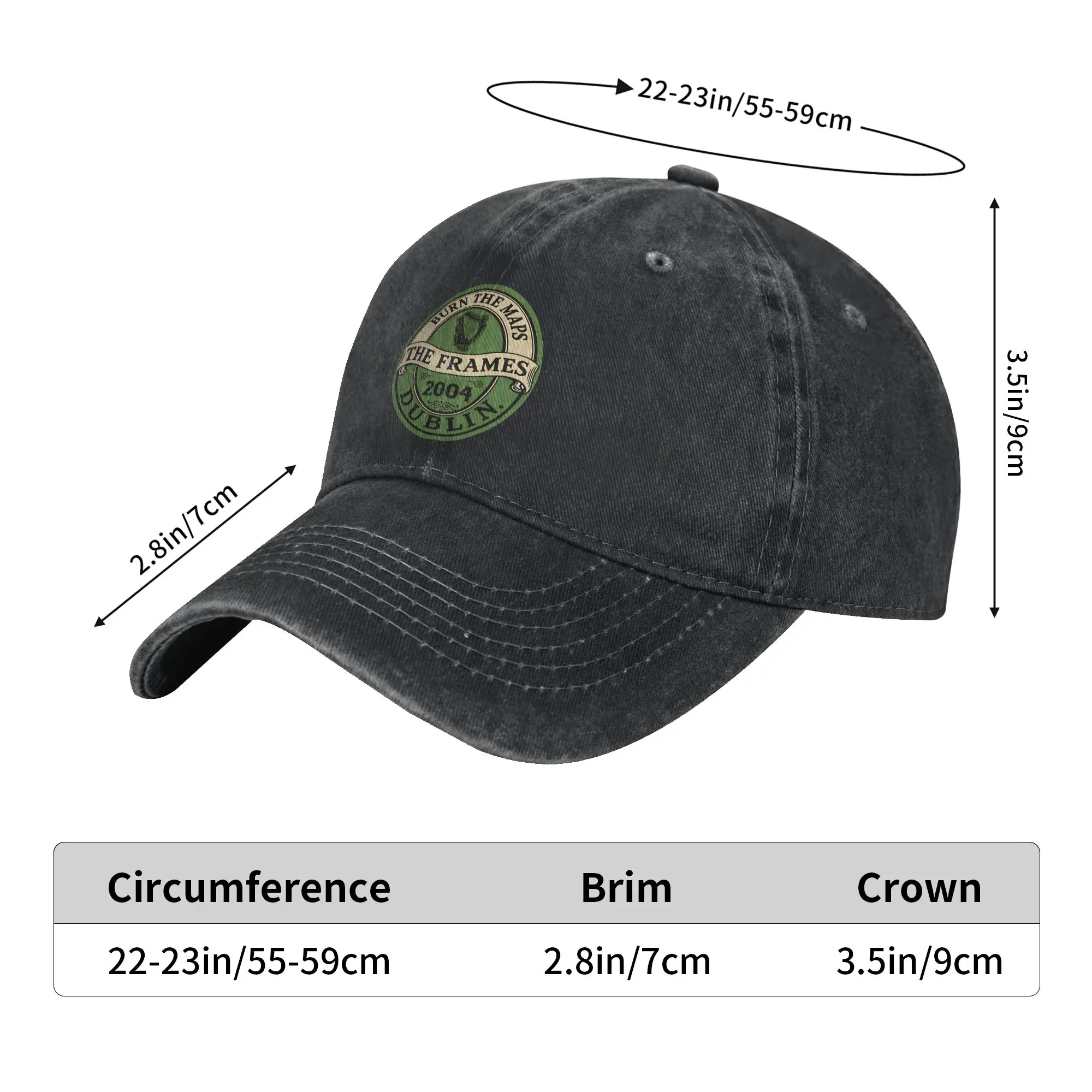 Unisex The Frames - Burn The Maps  Printed Hat Classic Distressed Denim  Baseball Cap Adjustable