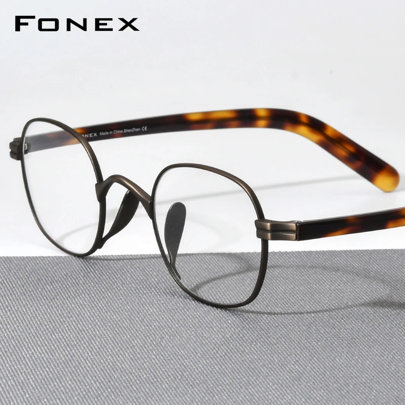 FONEX Titanium Eyeglasses Frame Women Brand Design Retro Square Glasses Men Vintage Japanese Handmade Eyewear Spectacles 85675