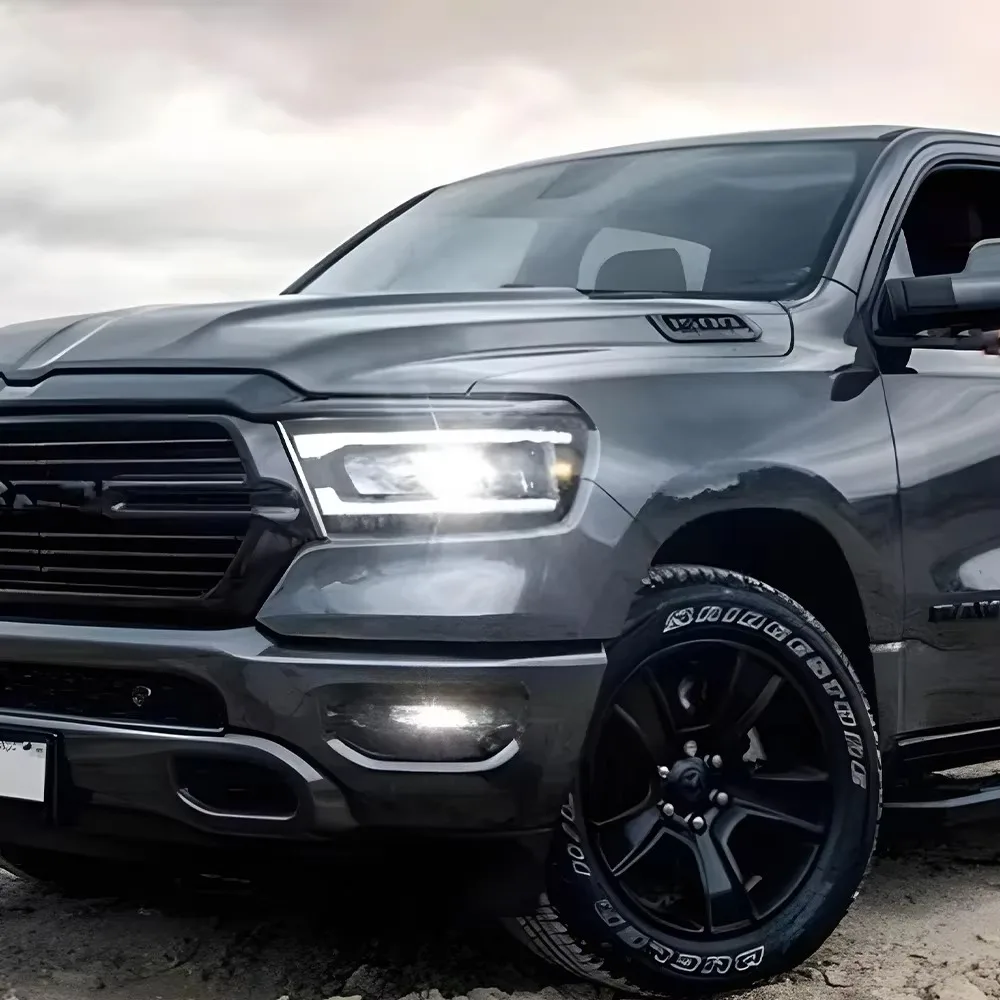 

Для Dodge RAM 2019-2023: Комплект передних фар с улучшенными светодиодными линзами-проекторами, высококачественные, Plug and Play, автомобильные аксессуары
