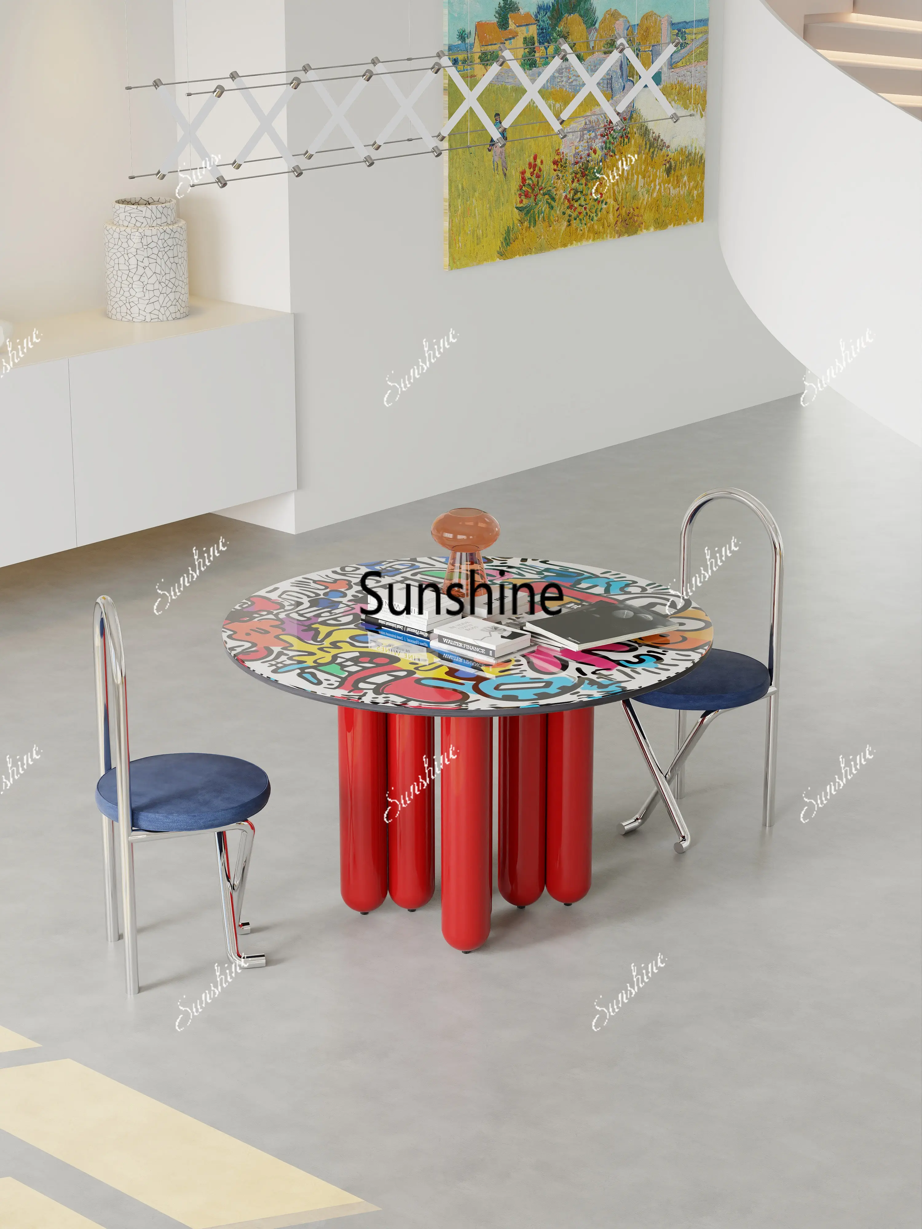 

Red minimalist high-end art style round table