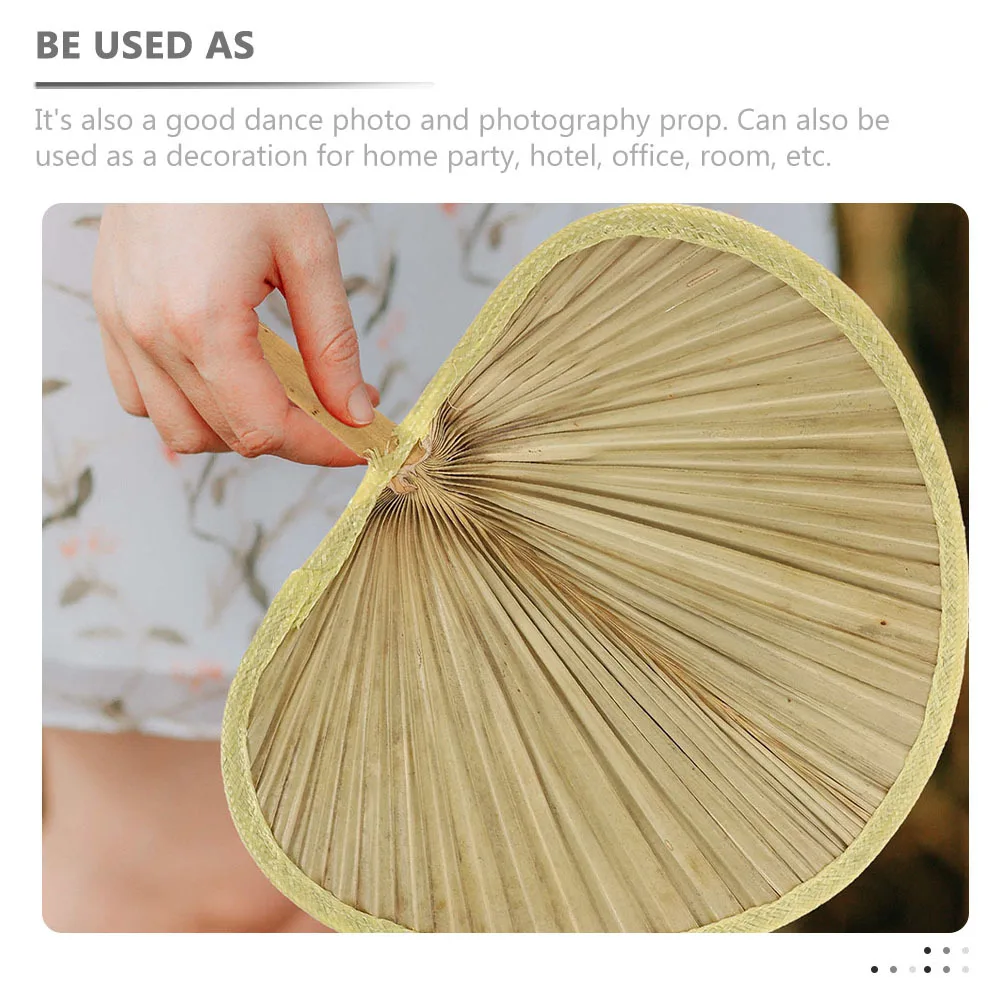 

2Pcs Handmade Bamboo Woven Fan Cool PU Summer Accessory Silent No Electricity Needed for Home Wall Decoration Hand Fan