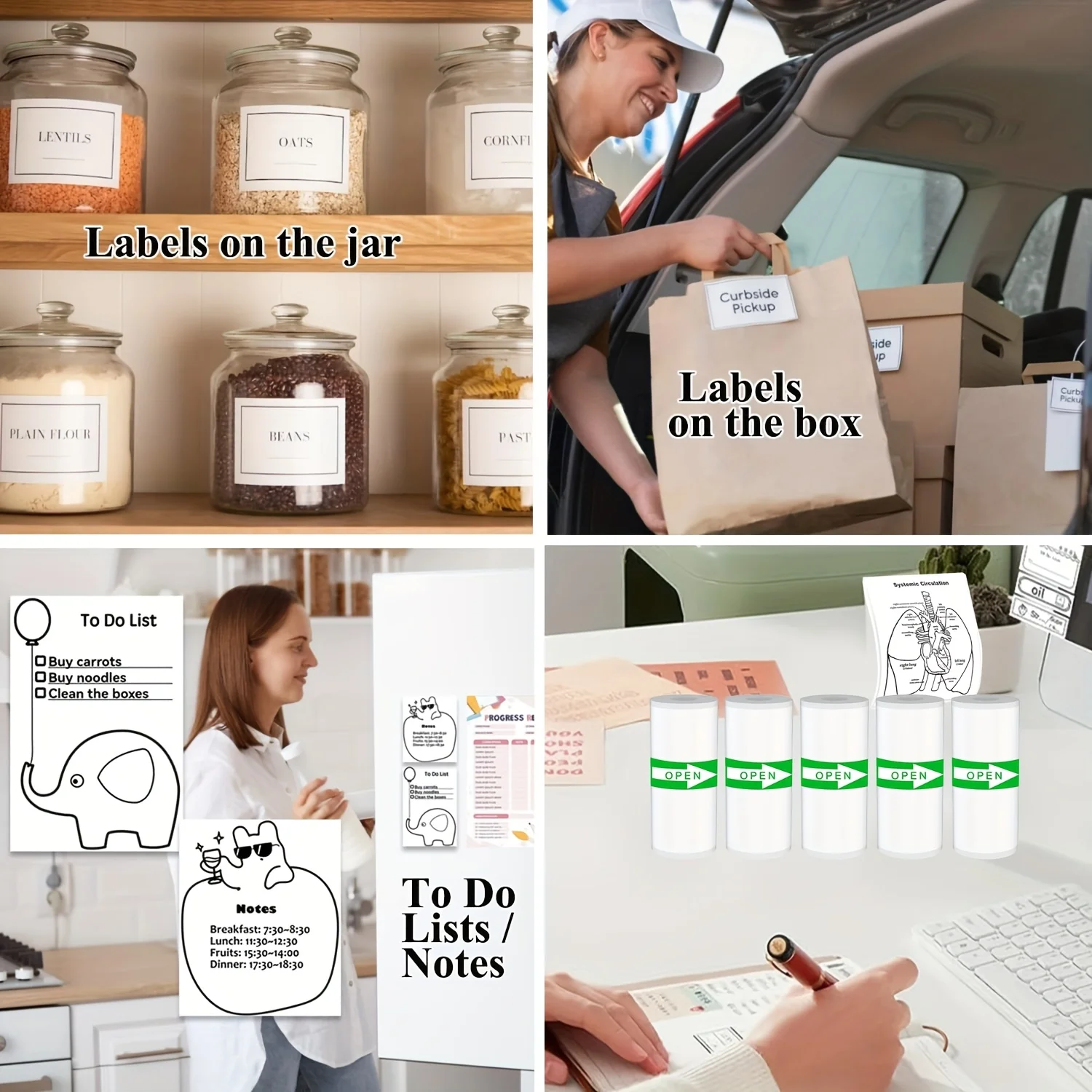 15/25 لفة من الورق الحراري ذاتي اللصق مقاس 57 مم - تناسب معظم الطابعات المحمولة والصور/المذكرات/الملاحظات/قوائم المهام/الاستخدام المدرسي