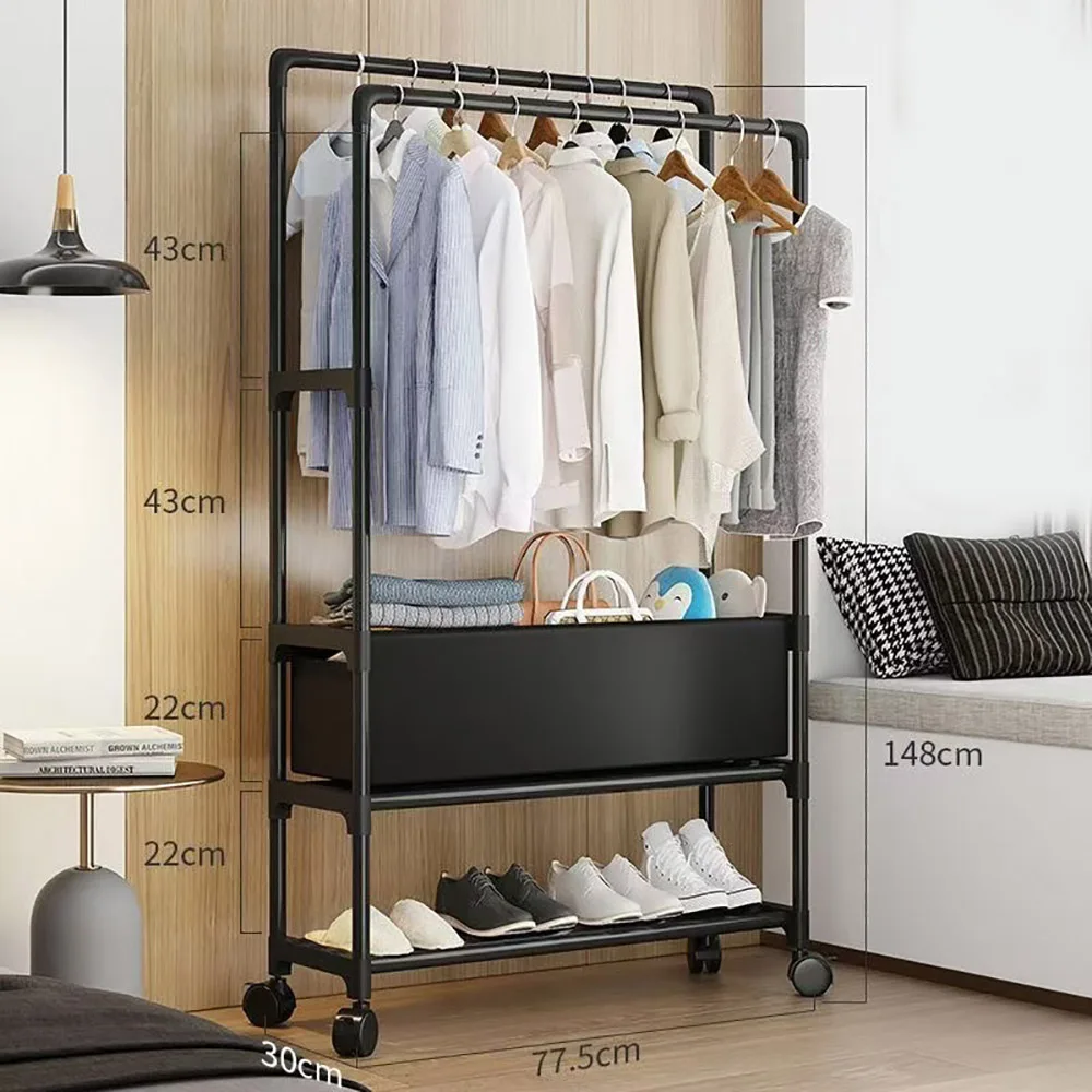 Shoe and Hat Rack Double Pole Clothes Rack Multi-layer Bedroom Storage Clothes Racks