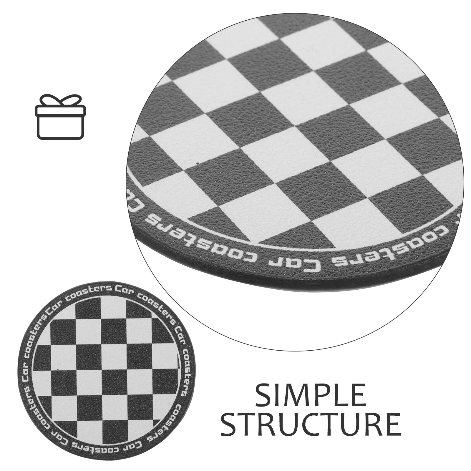 

Car Cup Holder Coaster Round Checkerboard Cushion Vehicle Interior Replacement Mat Anti-Slip Car Accessories Drink