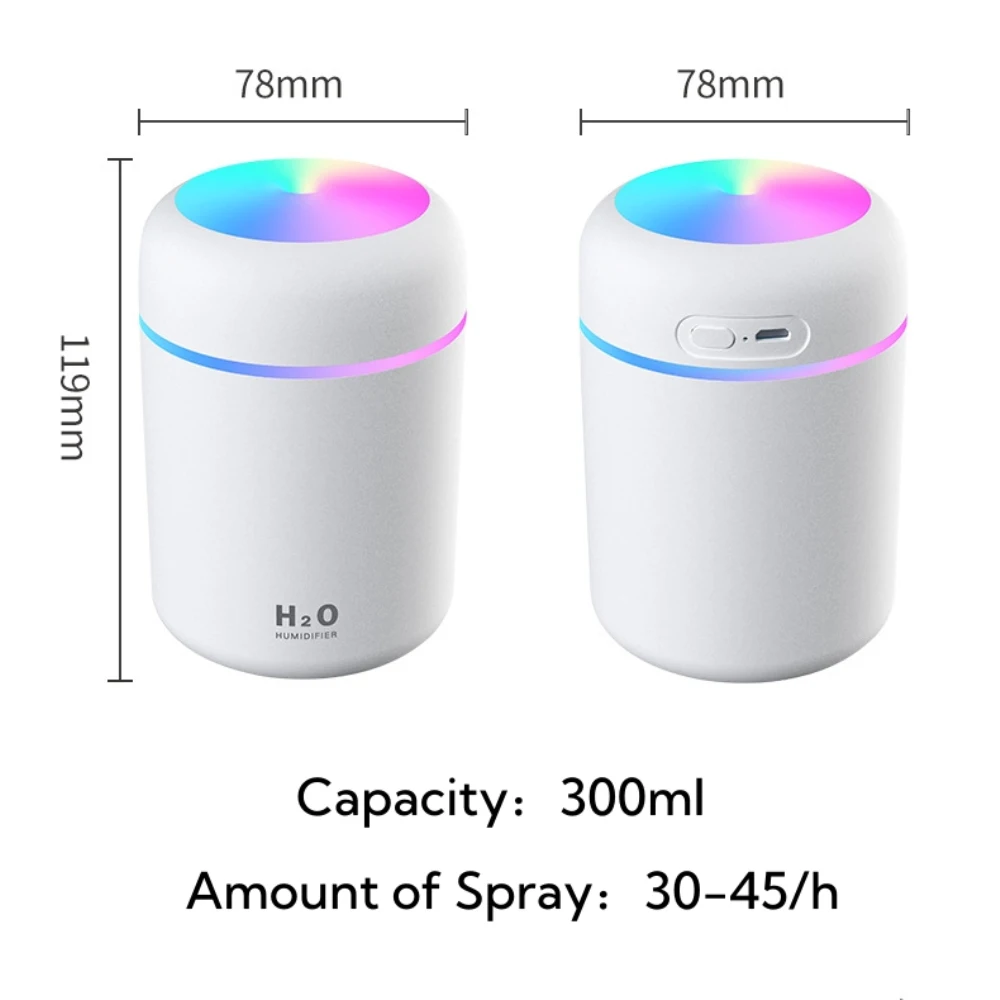 Portable Mini Air Humidifier For Bedroom,Personal Desktop,Car With Colorful Mood Lighting 2 Mist Modes And Auto Shut-Off