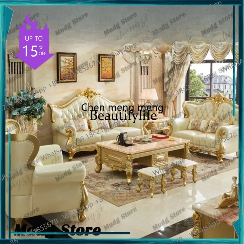 

03A Comfortable Adults Sofas Classic Europe Living Room Corner Sofas Elegant Leather Muebles Para Habitacion Home Decoration