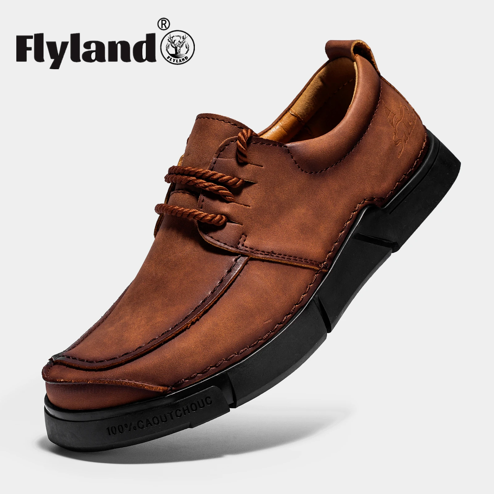 

FLYLAND Genuine Leather Casual Shoes High Quality Men Loafers Classic Business Shoes Soft Moccasins Breathable Men Shoes Flats