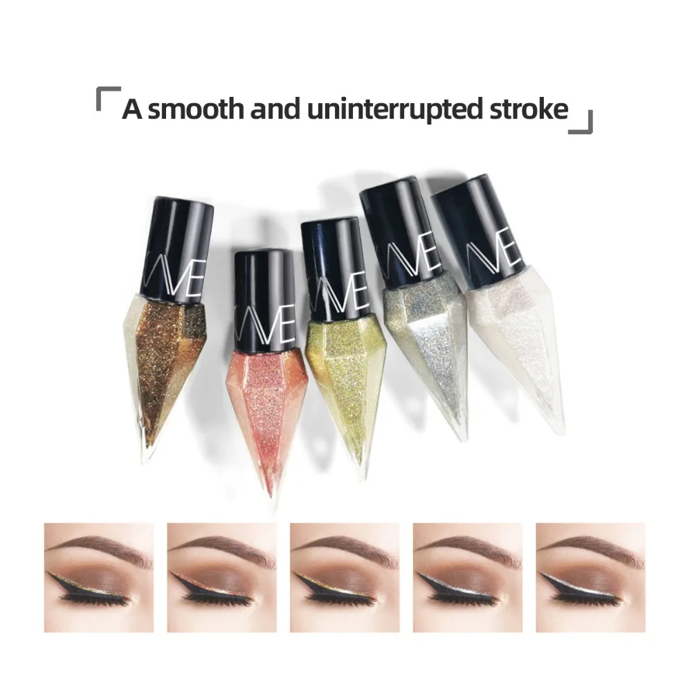 Diamentowy płynny eyeliner w pisaku, wodoodporny, odporny na rozmazywanie, profesjonalny, z efektem połysku, idealny na imprezy i do codziennego użytku.