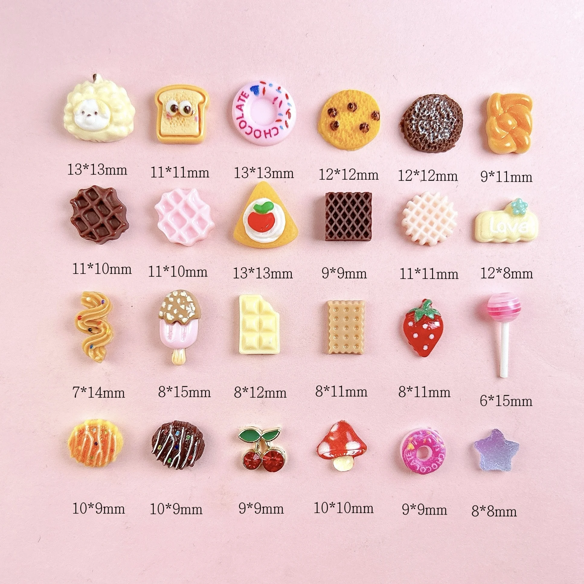 1Box Creative Painted Donut Lollipop Resin Nail Art Charms 3D Simulated Popsicle Big Eye Bread Nail Decorations for Manicure DIY