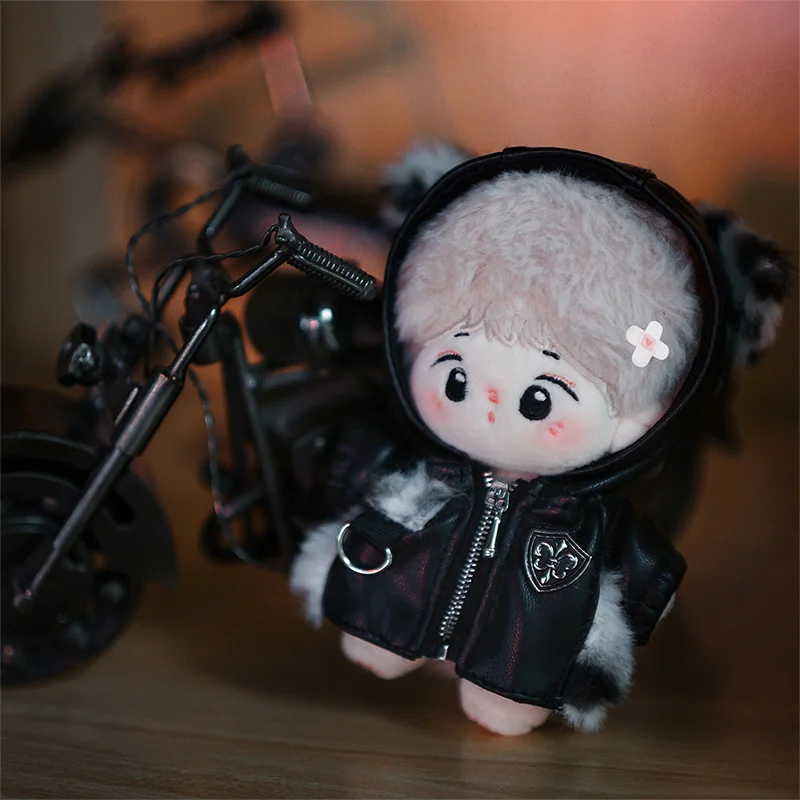 

10CM cotton doll punk meow leather leopard velvet series no attribute baby clothes handsome motorcycle with tail suit change