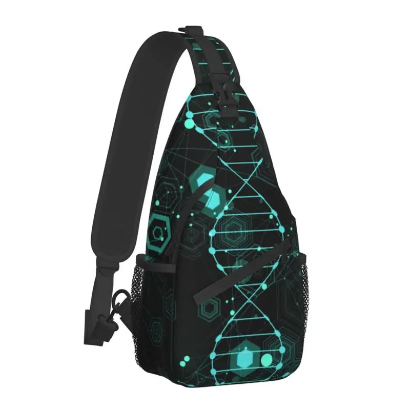 Cool Scientific DNA Pattern Crossbody Sling Backpack Men Science Chemistry Shoulder Chest Bag for Traveling