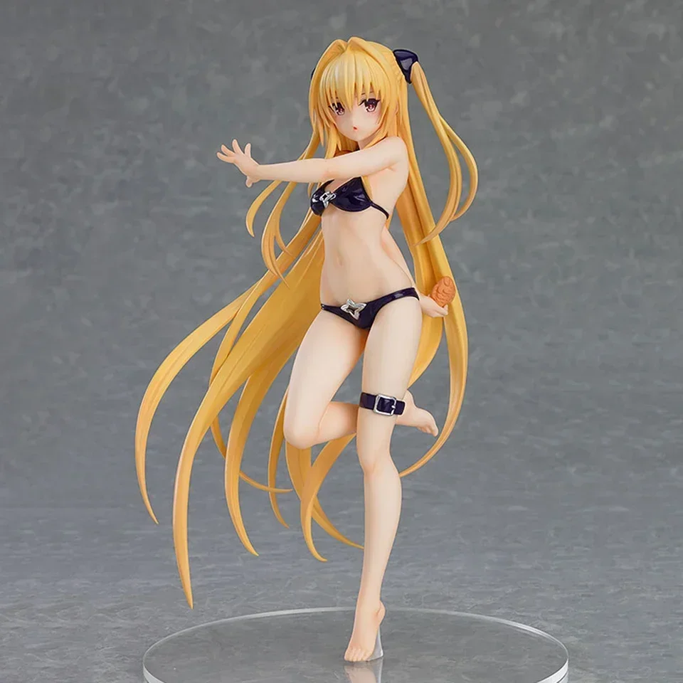 Original Genuine To Love Ru Darkness 18.5cm Konjiki no Yami Golden Darkness Swimsuit PVC Action Figure Model Toys Gifts