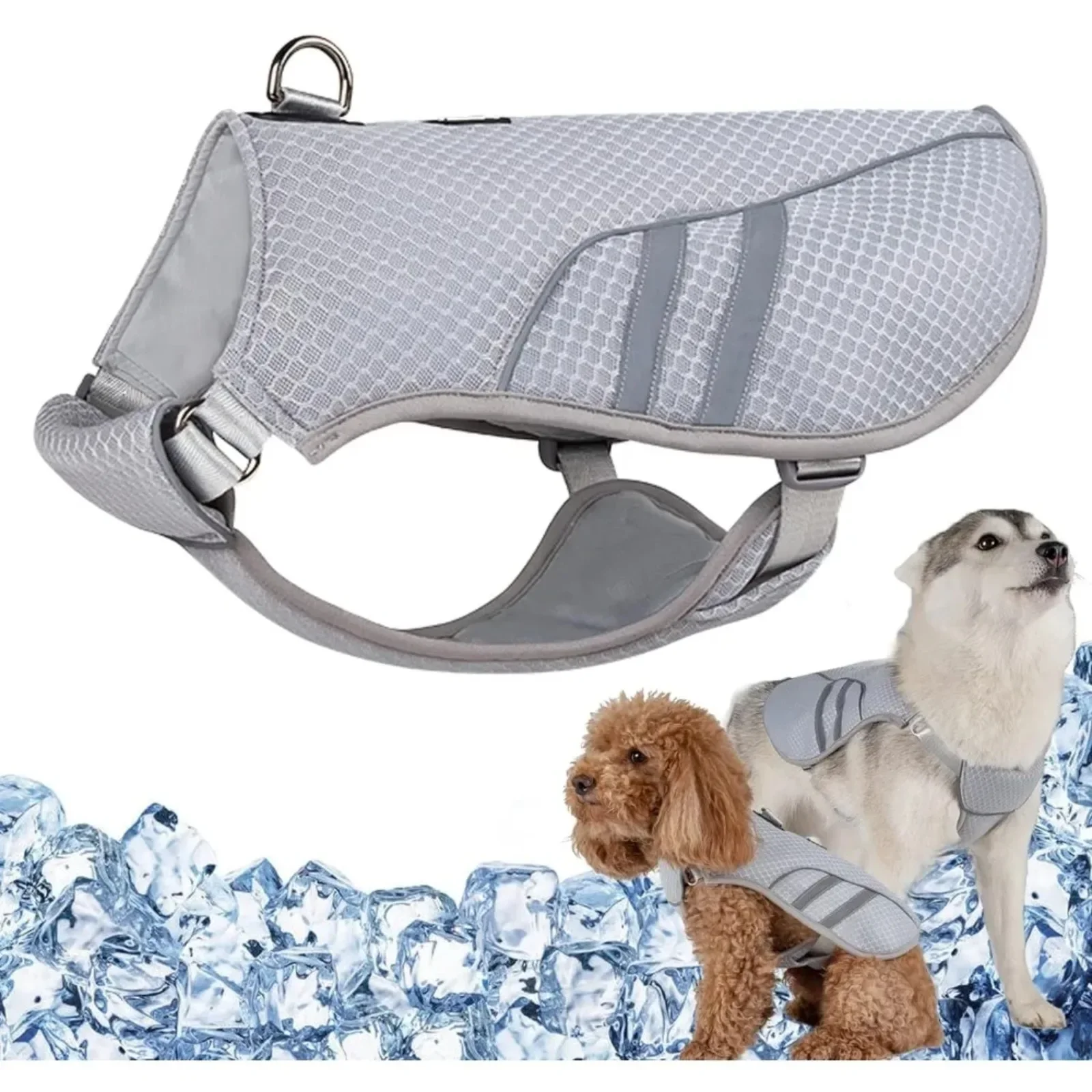 Dog Cooling Vest Coat Jacket Summer Pet Cooling Coat Dog Cooling Aid,Breathable Dog Coat with Harness D-Ring and Buckle,beach