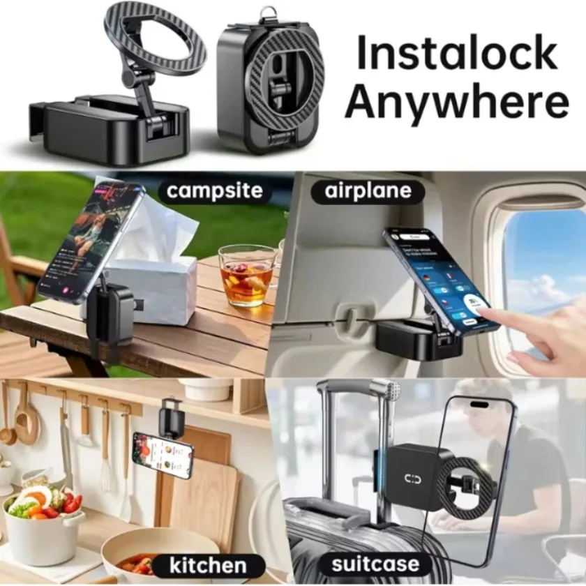 마그네틱 폰 홀더 마그세이프용 합금 회전형 양면 자석 거치대 접이식 다기능 여행용 데스크탑 스탠드 브래킷