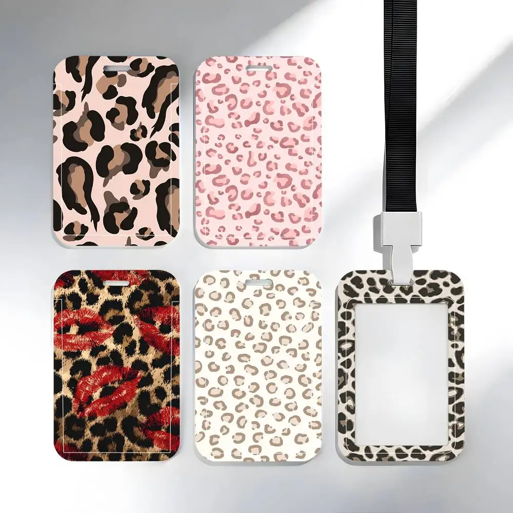 Leopard Prin Lanyard Card Holders Student ID Card Holders Neckband Card Holders Access Control Accessories Gifts